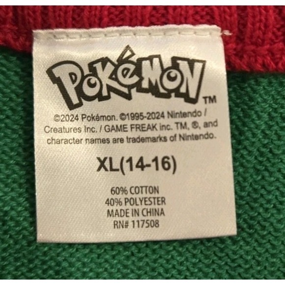 NWOT Pokemon Christmas Sweater Featuring Pikachu Boy's XL (14-16) - Picture 2 of 7
